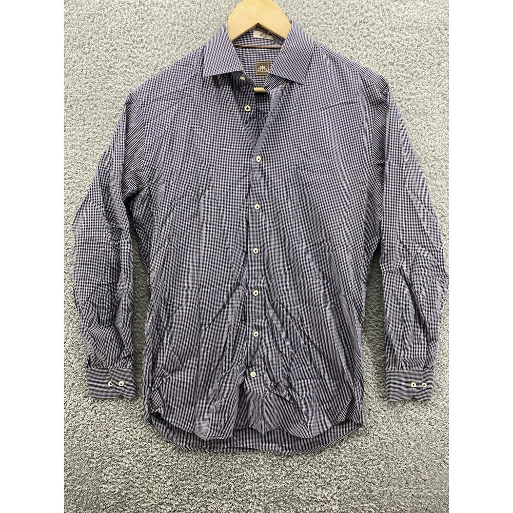 Peter Millar Long Sleeve Checker Plaid Shirt Button Down Men Size M 100% Cotton - Picture 1 of 6